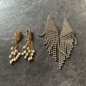 Vintage sparkle Gold/ Silver 80s Women's Earrings Set